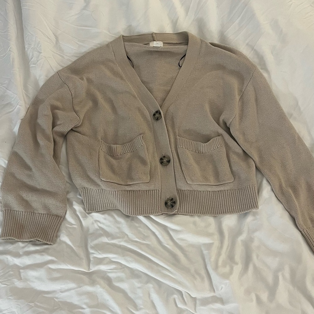 H&M Tan Button-Up Cardigan Sweater